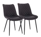 2x Chaises De Salle À Manger En Similicuir - 46x40 5x85 5cm - Pieds En Métal- Anthracite