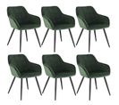 6xchaises De Salle À Manger Siège En Velours Chaise De Cuisine Pieds en Métal Vert Foncé