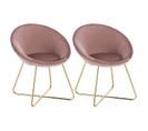 2xchaises De Salle À Manger Siège En Velours Fauteuil De Salon Pieds en Métal Rose