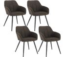 4xchaise De Salle À Manger En Tissu simili-cuir + Métal Chaise De Salon  Brun Foncé