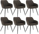 6xchaise De Salle À Manger En Tissu simili-cuir + Métal Chaise De Salon  Brun Foncé