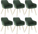 6xchaises De Salle À Manger Chaise De Salon Structure En Métal Et Assise En Velours Vert Foncé