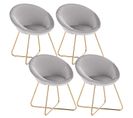 4xchaises De Salle À Manger Siège En Velours Fauteuil De Salon Pieds en Métal Gris Clair