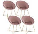 4xchaises De Salle À Manger Siège En Velours Fauteuil De Salon Pieds en Métal Rose