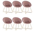 6xchaises De Salle À Manger Siège En Velours Fauteuil De Salon Pieds en Métal Rose