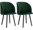 2x Chaise De Cuisine En Velours Fauteuil De Repas Salle À Manger Scandinave Vert Foncé