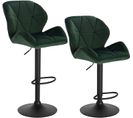 Lot De 2 Tabourets De Bar-siège En Velours-pieds En Métal-hauteur Réglable-vert Foncé