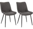 2xchaises De Salle À Manger Chaises De Cuisine  En Tissu simili-cuir + En Métal Gris Foncé