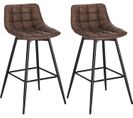 Lot De 2 Tabourets De Bar Avec Repose-pieds-tabourets Bar-bistro-en Similicuir + Métal-brun