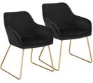 2xchaises De Salle À Manger En Velours Chaises De Cuisine Pieds En Métal Noir