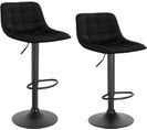 Lot De 2 Tabourets De Bar En Velours Et Métal-chaises De Comptoir  Et Rotatif-noir