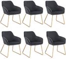 6xchaises De Salle À Manger En Velours Chaises De Cuisine Pieds En Métal Gris Foncé