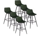 6x Tabouret De Bar Chaise De Bar  En Velours Avec Pieds Et Repose-pieds En Métal Vert Foncé