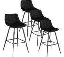 4x Tabouret De Bar Chaise De Bar  En Velours Avec Pieds Et Repose-pieds En Métal Noir