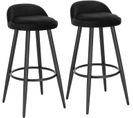 2x Tabouret De Bar Chaise De Bar En Velours Tabouret Bistroen Métal Noir