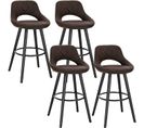 4xtabourets De Bar En Tissu simili-cuir Chaises De Bar Structure En Bois Massif Brun Foncé