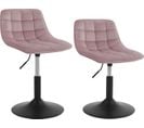 Lot De 2 Tabouret De Bar Siège En Velours Chaise De Bar Avec Dossier Tabouret Rotatif Moderne Rose