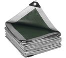 Bâche De Protection Pe 5x6m 280g/m².couverture Étanche Bâche.gris+vert Foncé