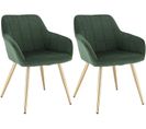 2xchaises De Salle À Manger Chaise De Salon Structure En Métal Et Assise En Velours Vert Foncé