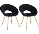 2xchaises De Salle À Manger Chaise De Chambre À Coucher Avec Velours Siège Et Métal Pieds Noir