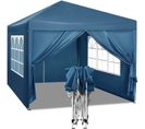 Tonnelle De Jardin Pliable Imperméable-protection Du Soleil Uv 50+ Hauteur Réglable 3x3m-bleu