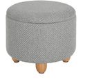 Pouf De Rangement Avec Pieds En Pin-tabouret Avec Couvercle-gris Clair