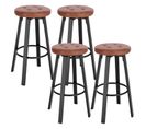 Lot De 4 Tabouret De Bar Avec Siège Similicuir Pivotant-pieds En Métal Avec Repose-pieds-marron