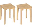 Lot De 2 Tabouret En Bois Massif-chaise Salle À Manger-siège Carré-hauteur 44-5cm-bh344ei-2