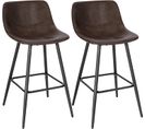 Lot De 2 Tabourets De Bar Avec Assise Rembourrée-chaise Haute Cuisine En Similicuir-brun