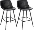 Lot De 2 Tabourets De Bar Avec Assise Rembourrée-chaise Haute Cuisine En Similicuir-noir