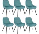 6x Chaises De Salle À Manger-chaises Relaxantes En Velours-ergonomiques Avec Dossier-vert Turc