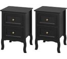 Lot De 2 Table De Chevet Avec 2 Tiroirs.table De Nuit.mdf 40x30x60 cm.noir