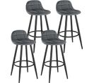 Lot De 4 Tabourets De Bar Modernes.chaise De Cuisine En Velours+métal.hauteur D'assise.gris Foncé