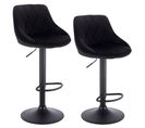 2x Tabourets De Bar-Siège Bien Rembourré En Velours-Chaises De Bar-Hauteur Réglable-Noir