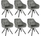 Chaise Pivotante À 360°. Lot De 6. Chaise Salle À Manger Scandinave.en Velours. Gris Foncé