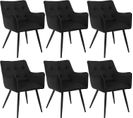 Lot De 6 Chaises De Salle À Manger Scandinave. Fauteuil En Velours. Pieds En Métal. Noir