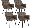 Lot De 4 Chaises De Salle À Manger Scandinave. Fauteuil En Pu. Pieds En Métal. Marron Foncé