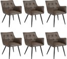 Lot De 6 Chaises De Salle À Manger Scandinave. Fauteuil En Pu. Pieds En Métal. Marron Foncé