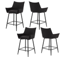 Lot De 4 Tabourets De Bar,chaise De Salle à Manger En Similicuir Avec Pieds En Métal,anthracite