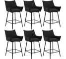 Lot De 6 Tabourets De Bar,chaise De Salle à Manger En Similicuir Avec Pieds En Métal,anthracite