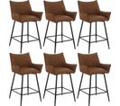 Lot De 6 Tabourets De Bar,chaise De Salle à Manger En Similicuir Avec Pieds En Métal,marron