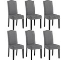 Lot De 6 Chaises Salle à Manger En Velours.chaise De Cuisine Avec Dossier Haute.rembourrégris Foncé