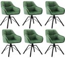 Lot De 6 Chaises Salle à Manger,chaises Cuisine,scandinave,rembourrée En Velours,vert Foncé