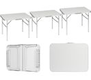 Lot De 3 Table De Camping Pliable En Aluminium+mdf,table De Jardin Exterieur,hauteur Réglable,blanc