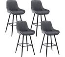 Lot De 4 Tabourets De Bar En Velours,pieds En Métal,tabourets De Bar Avec Repose-pieds,gris Foncé