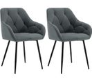 Lot De 2 Chaises De Salle à Manger.chaise Cuisine En Velours Rembourrée.pieds En Métal.gris Foncé