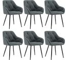 Lot De 6 Chaises De Salle à Manger.chaise Cuisine En Velours Rembourrée.pieds En Métal.gris Foncé