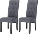 Lot De 2 Chaises De Salle À Manger En Lin,pieds En Bois Massif,47x42x107cm,gris Foncé