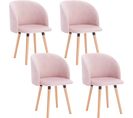 4x Chaise De Salle à Manger,chaise De Cuisine Rembourrée Assise En Velours,rose