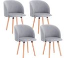 4x Chaises De Salle à Manger,chaise De Cuisine Rembourrée En Velours,pieds En Bois Massif,gris